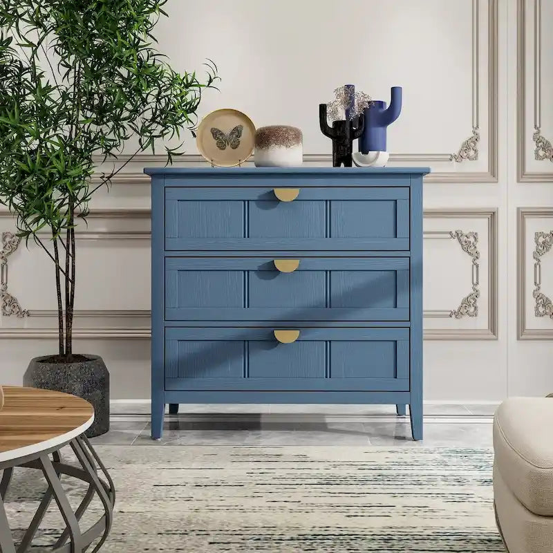 Blue 30.31 in. H Storage Cabinet with 3 Drawer and Anti-slip mats - 31.50  x 14.96