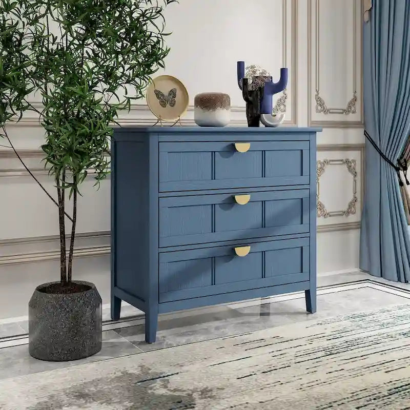 Blue 30.31 in. H Storage Cabinet with 3 Drawer and Anti-slip mats - 31.50  x 14.96