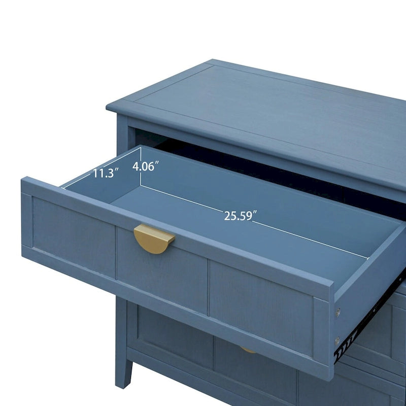 Blue 30.31 in. H Storage Cabinet with 3 Drawer and Anti-slip mats - 31.50  x 14.96