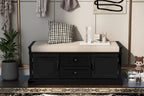 Storage Bench with 2 Drawers and 2 Cabinets, Shoe Bench with Removable Cushion for Living Room