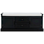 Storage Bench with 2 Drawers and 2 Cabinets, Shoe Bench with Removable Cushion for Living Room