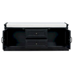 Storage Bench with 2 Drawers and 2 Cabinets, Shoe Bench with Removable Cushion for Living Room