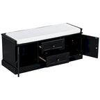 Storage Bench with 2 Drawers and 2 Cabinets, Shoe Bench with Removable Cushion for Living Room