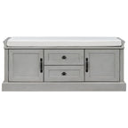 Storage Bench with 2 Drawers and 2 Cabinets, Shoe Bench with Removable Cushion for Living Room