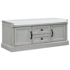 Storage Bench with 2 Drawers and 2 Cabinets, Shoe Bench with Removable Cushion for Living Room