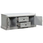 Storage Bench with 2 Drawers and 2 Cabinets, Shoe Bench with Removable Cushion for Living Room