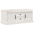 Storage Bench with 2 Drawers and 2 Cabinets, Shoe Bench with Removable Cushion for Living Room