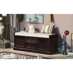Storage Bench with 2 Drawers and 2 Cabinets, Shoe Bench with Removable Cushion for Living Room