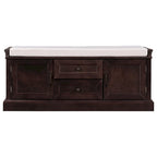 Storage Bench with 2 Drawers and 2 Cabinets, Shoe Bench with Removable Cushion for Living Room
