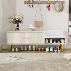 Modern Shoe Storage Bench with Hidden Storage and Upholstered Cushions