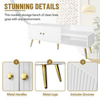 Upholstered Shoe Storage Bench with Cushioned Seat, Hidden Cabinet & Metal Legs - Modern Entryway Organizer