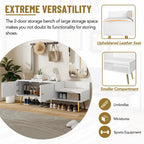 Upholstered Shoe Storage Bench with Cushioned Seat, Hidden Cabinet & Metal Legs - Modern Entryway Organizer