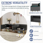 Upholstered Shoe Storage Bench with Cushioned Seat, Hidden Cabinet & Metal Legs - Modern Entryway Organizer