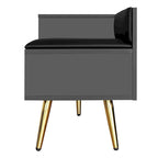 Upholstered Shoe Storage Bench with Cushioned Seat, Hidden Cabinet & Metal Legs - Modern Entryway Organizer