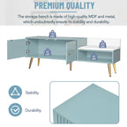 Upholstered Shoe Storage Bench with Cushioned Seat, Hidden Cabinet & Metal Legs - Modern Entryway Organizer