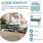 Upholstered Shoe Storage Bench with Cushioned Seat, Hidden Cabinet & Metal Legs - Modern Entryway Organizer