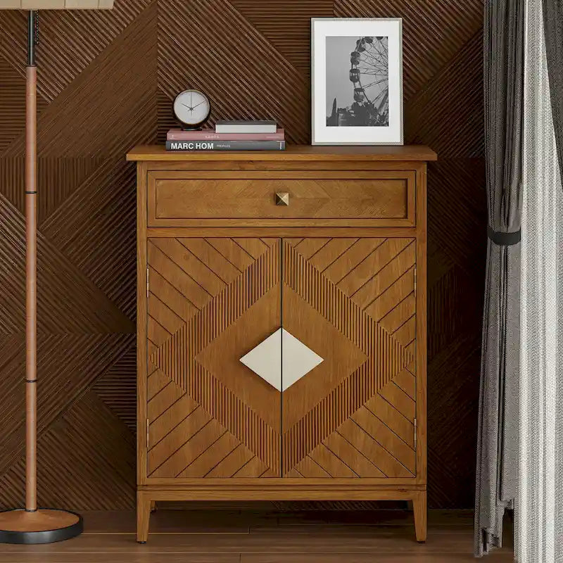 COZAYH Farmhouse Storage Cabinet Accent Sideboard Wood Buffet Cabinet with 2-Door and 1 Drawer