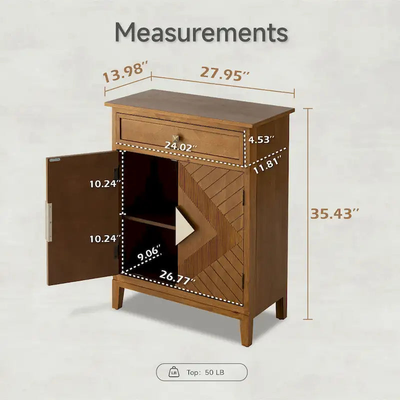 COZAYH Farmhouse Storage Cabinet Accent Sideboard Wood Buffet Cabinet with 2-Door and 1 Drawer