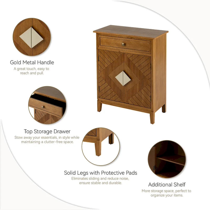 COZAYH Farmhouse Storage Cabinet Accent Sideboard Wood Buffet Cabinet with 2-Door and 1 Drawer