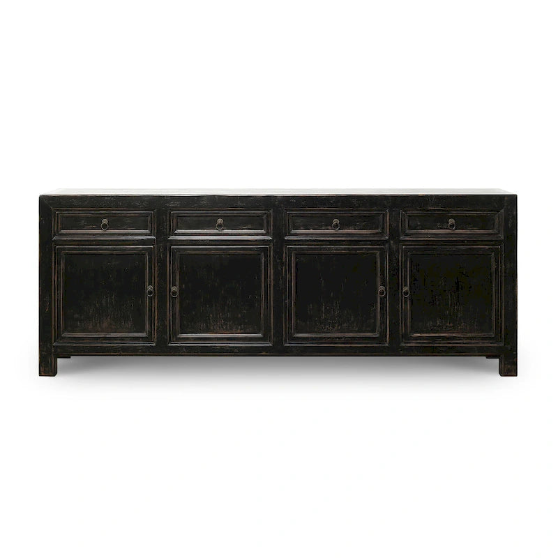 Four Drawers Sideboard Distressed Black 93x18x35H