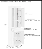 Crosley Stanton Glass Door Pantry - 14.5 x23.75 x78