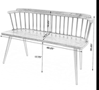 Spindle Back Bench - Solid Mango Wood & Iron Frame, 48.25" Wide, Rustic Modern Industrial Style