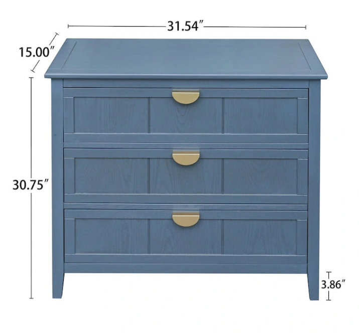Blue 30.31 in. H Storage Cabinet with 3 Drawer and Anti-slip mats - 31.50  x 14.96